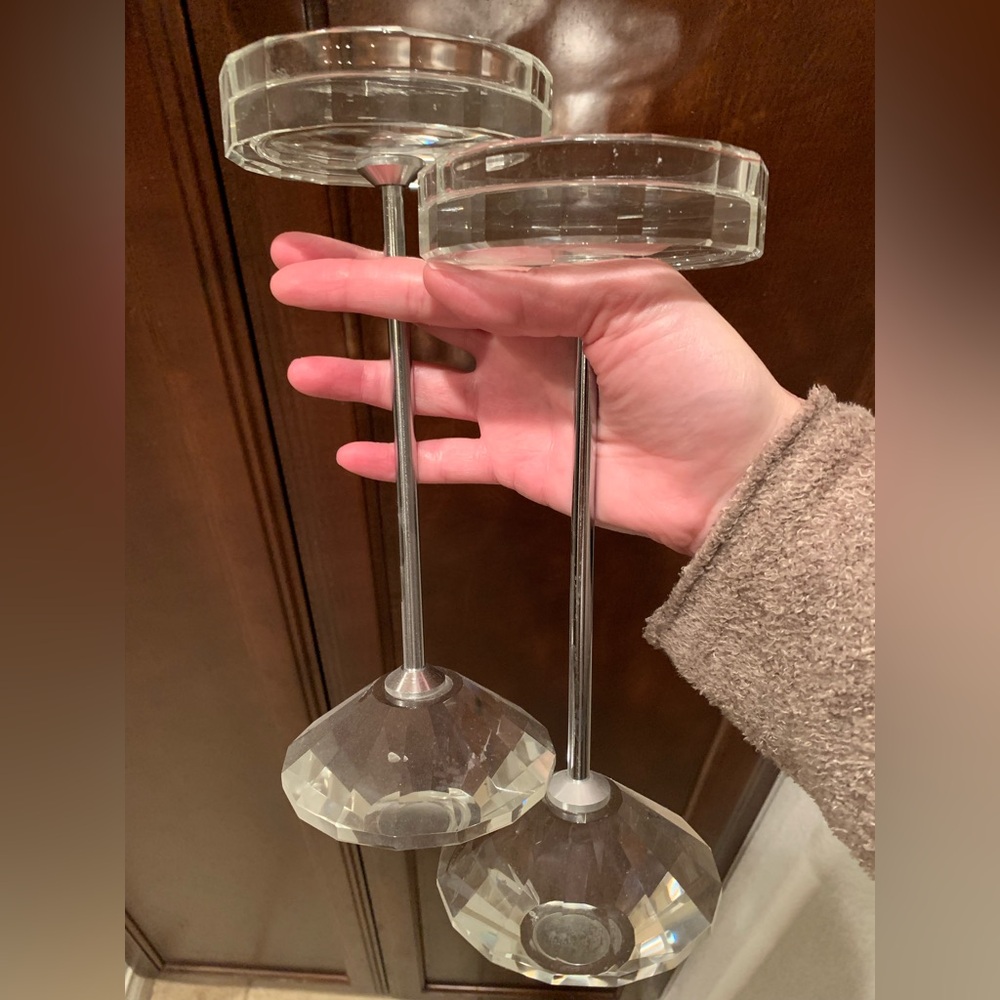 Z Gallerie Faceted “Crystal” pillar candle holders